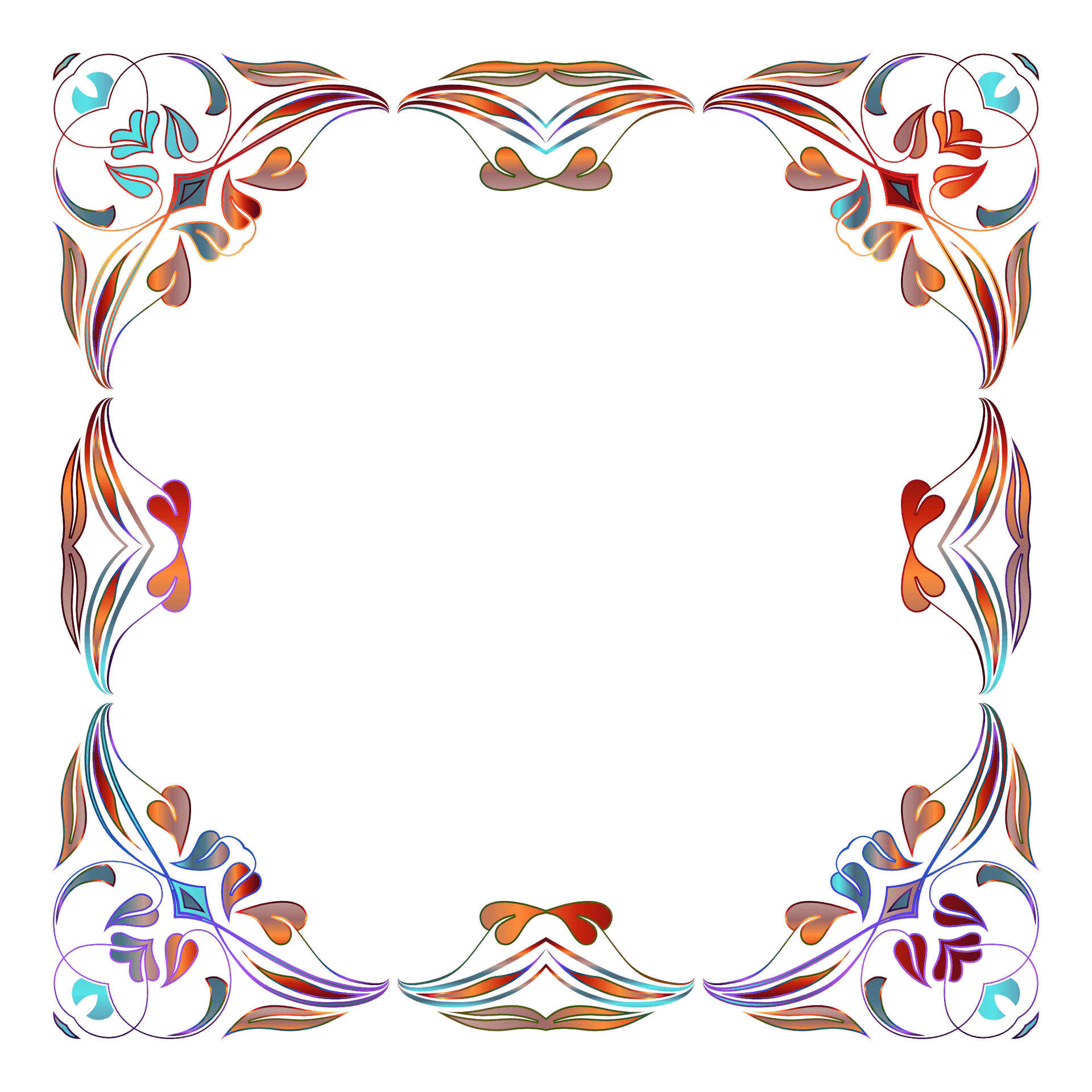 Abstract Floral Frame Design PNG