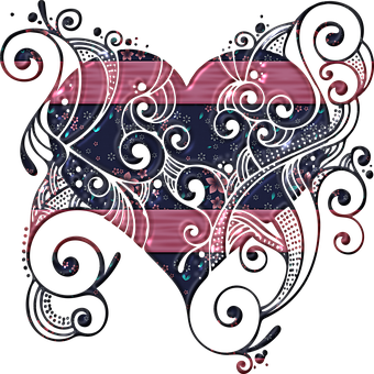 Abstract Floral Heart Design PNG