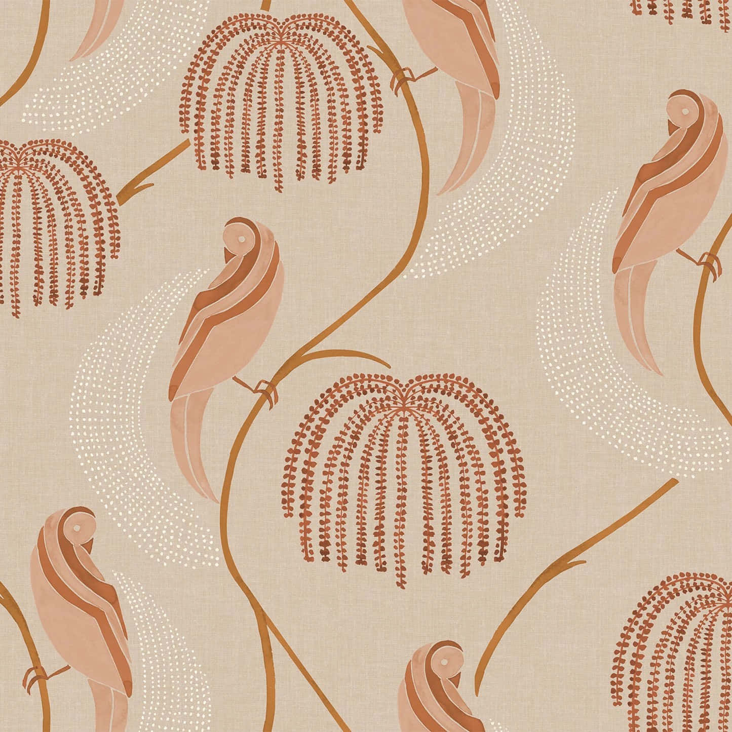 Abstract Floral Pattern Blush Tones Wallpaper