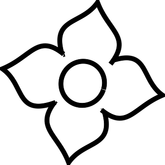 Abstract Flower Silhouette Blackand White PNG