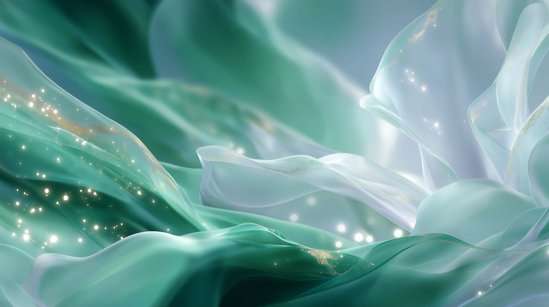 Abstract Flowing Ethereal Fabric With Glimmering Particles Wallpaper