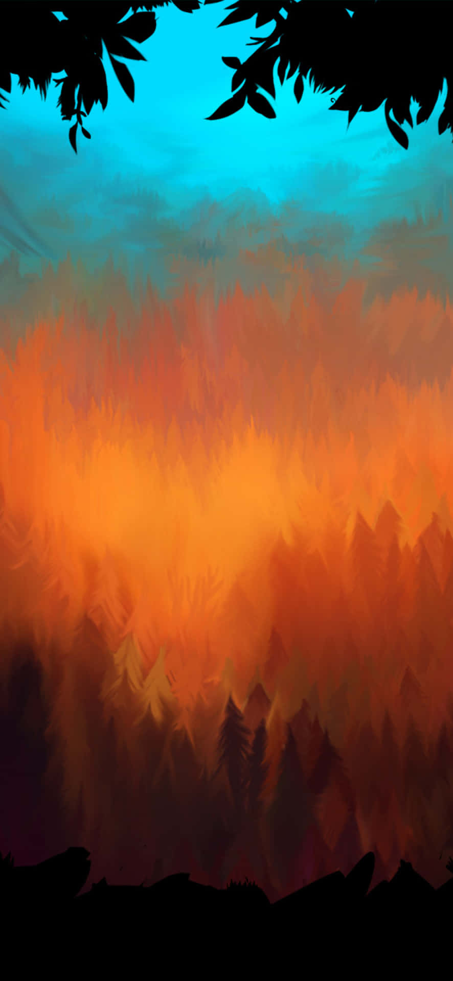 Abstract Forest Sunset Artwork Wallpaper
