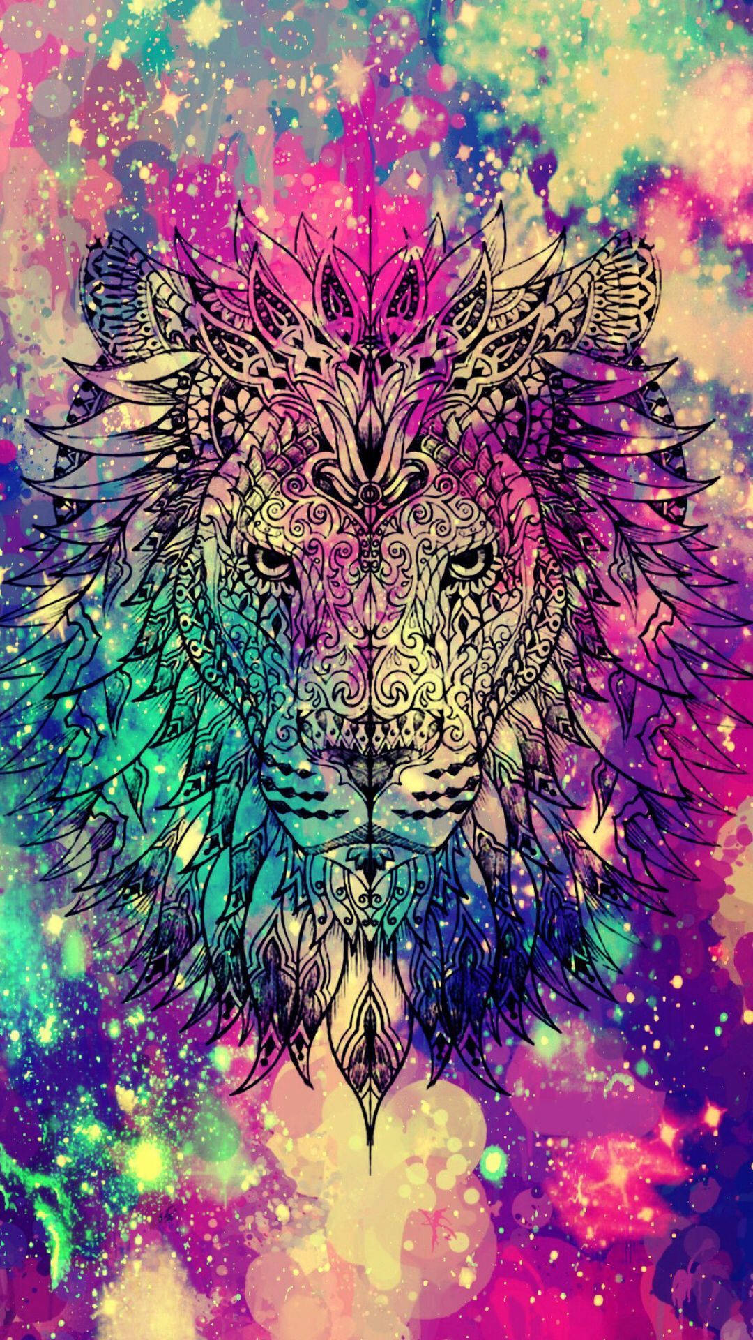 Abstract Galaxy Lion Wallpaper