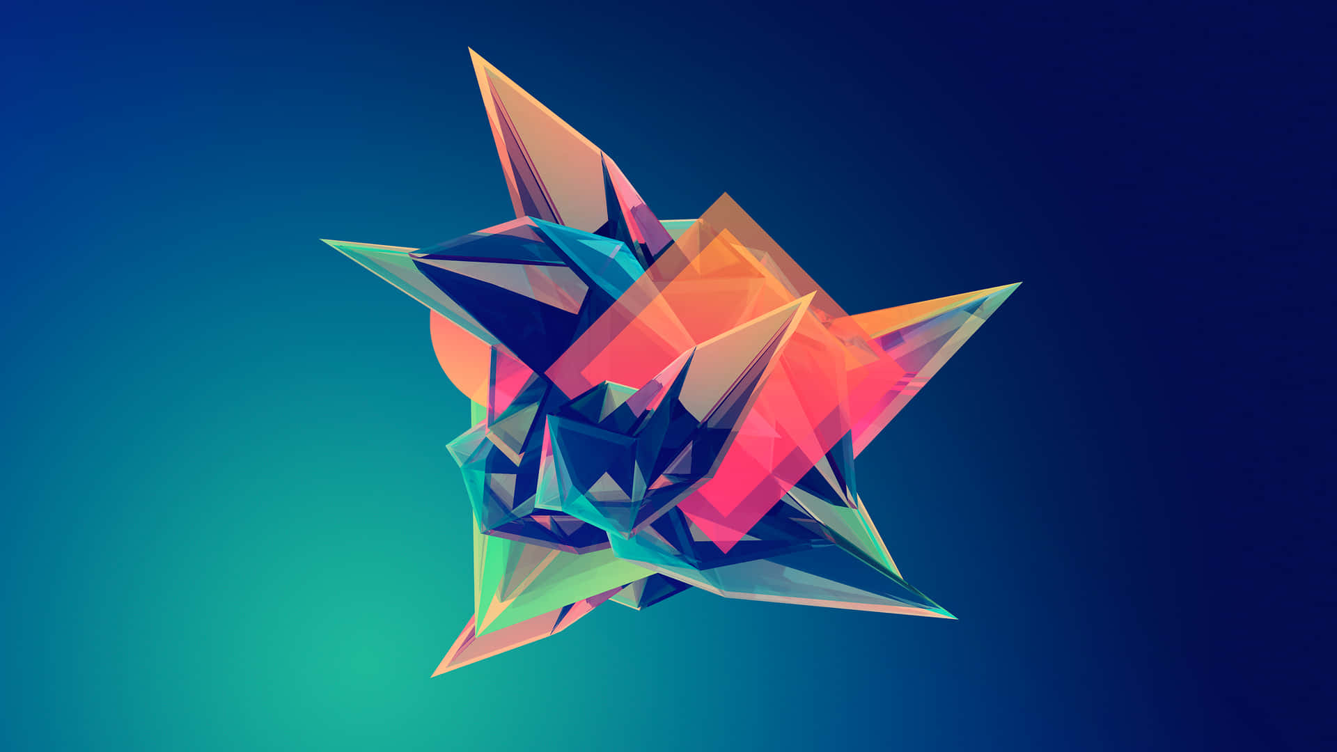 Et farverigt abstrakt design med farverige trekanter og kvadrater Wallpaper