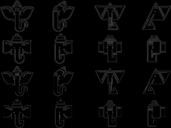 Abstract Ganpati Symbols Collection PNG