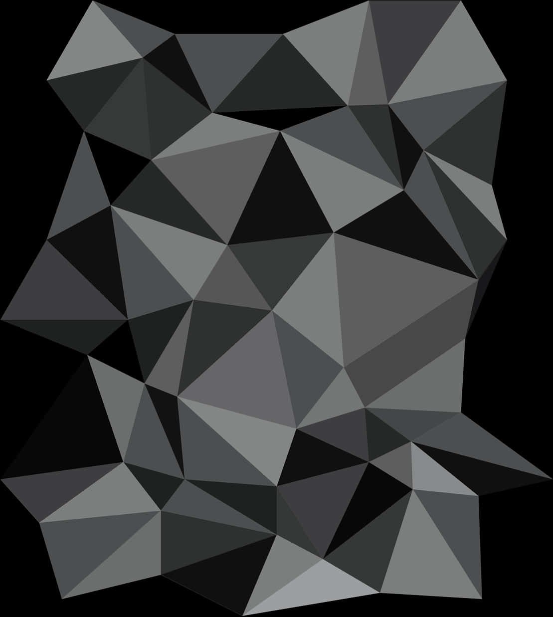 Abstract Geometric Black Gray Polygon Background PNG