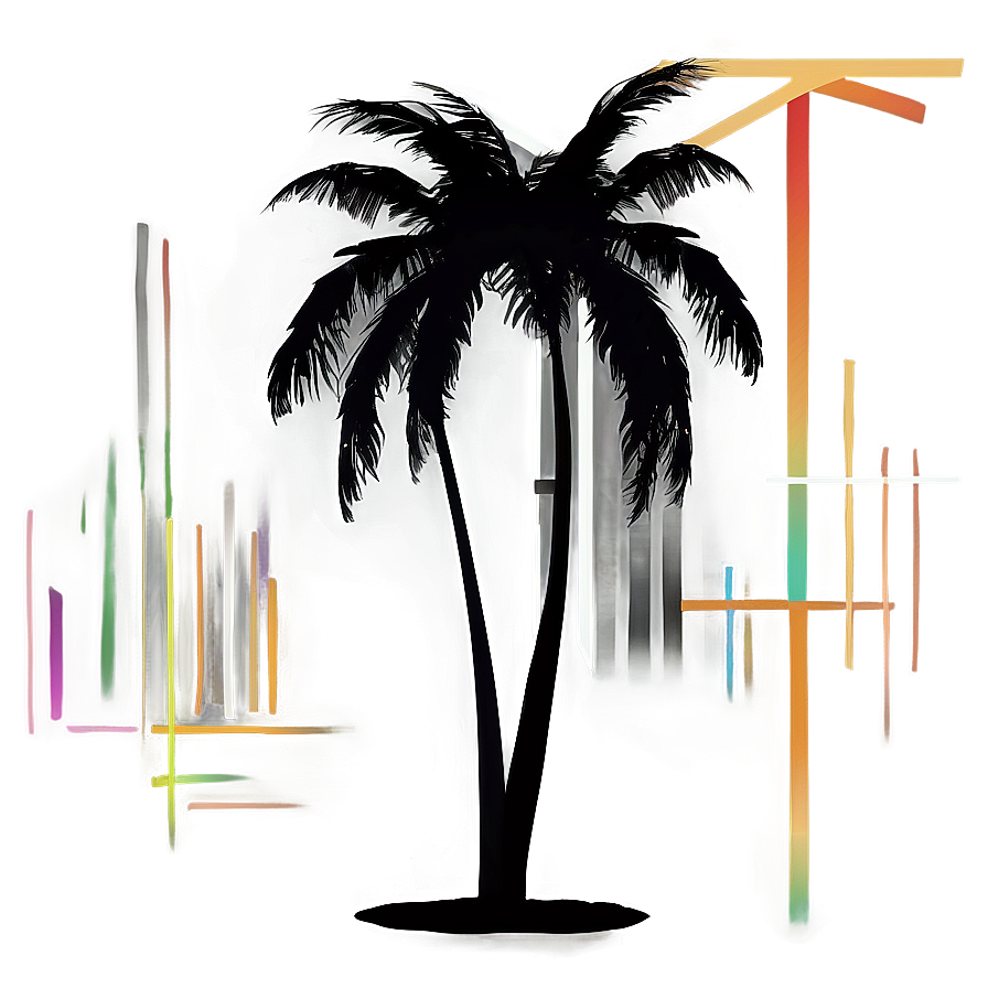 Abstract Geometric Black Palm Tree Png Sie PNG