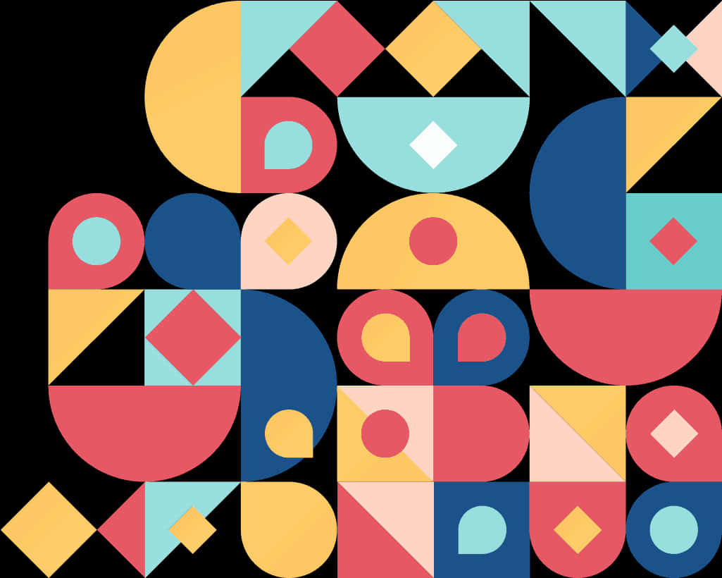 Abstract Geometric Shapes Composition PNG