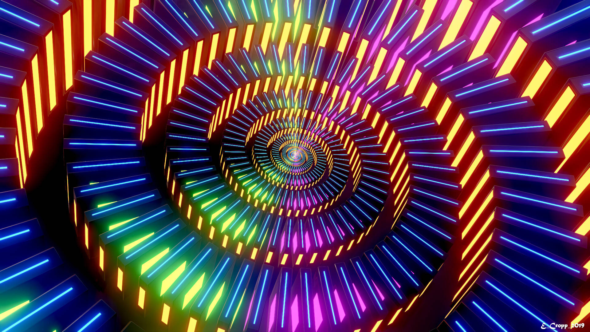 Abstract Glowing Spiral Art