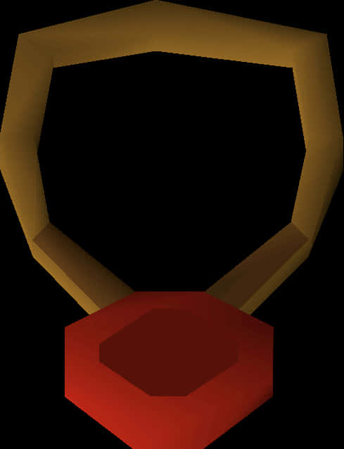Abstract Gold Pendantwith Red Gemstone PNG