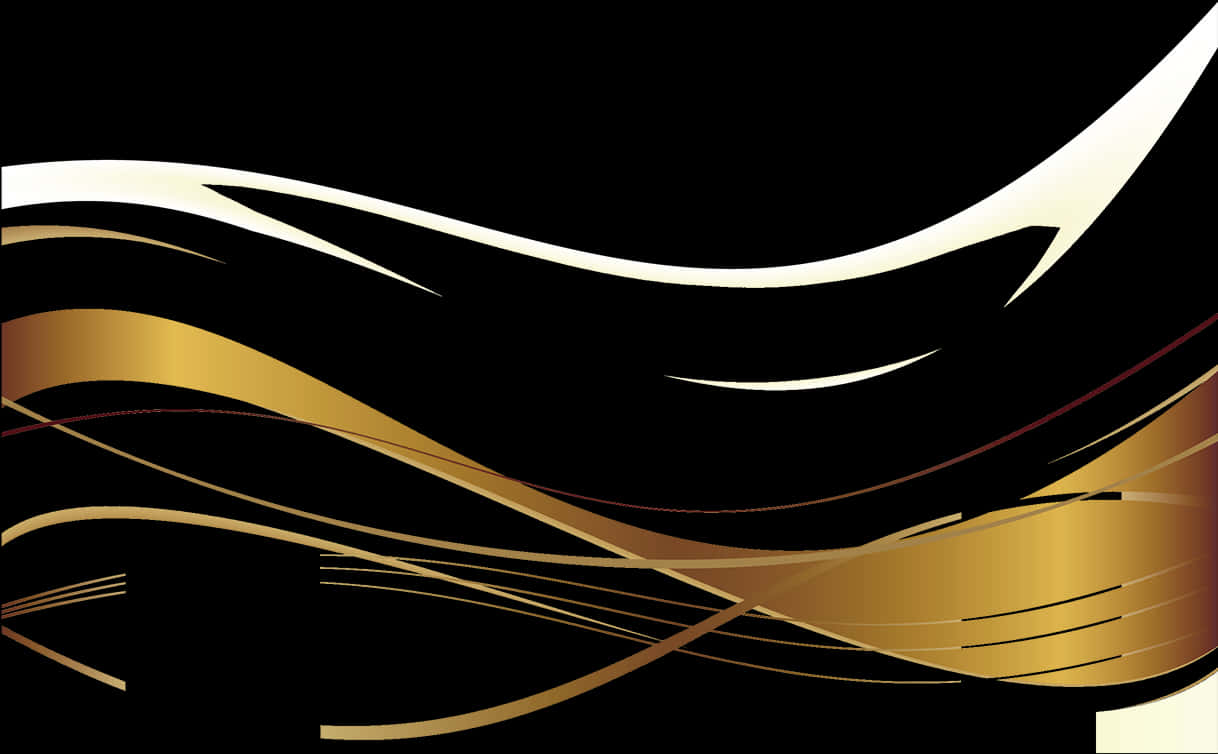 Abstract Golden Ribbon Design PNG