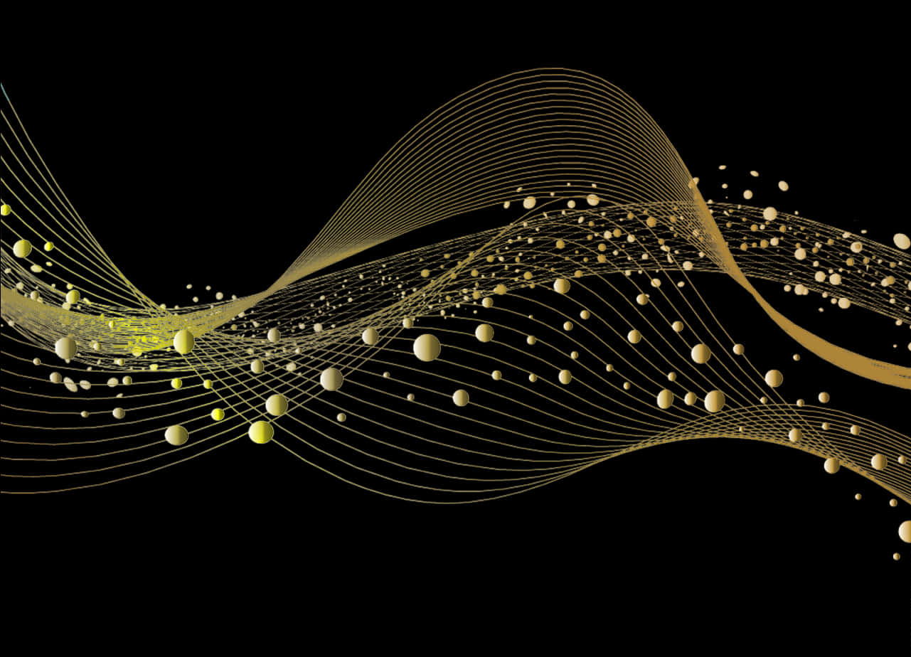 Abstract Golden Wavesand Particles PNG