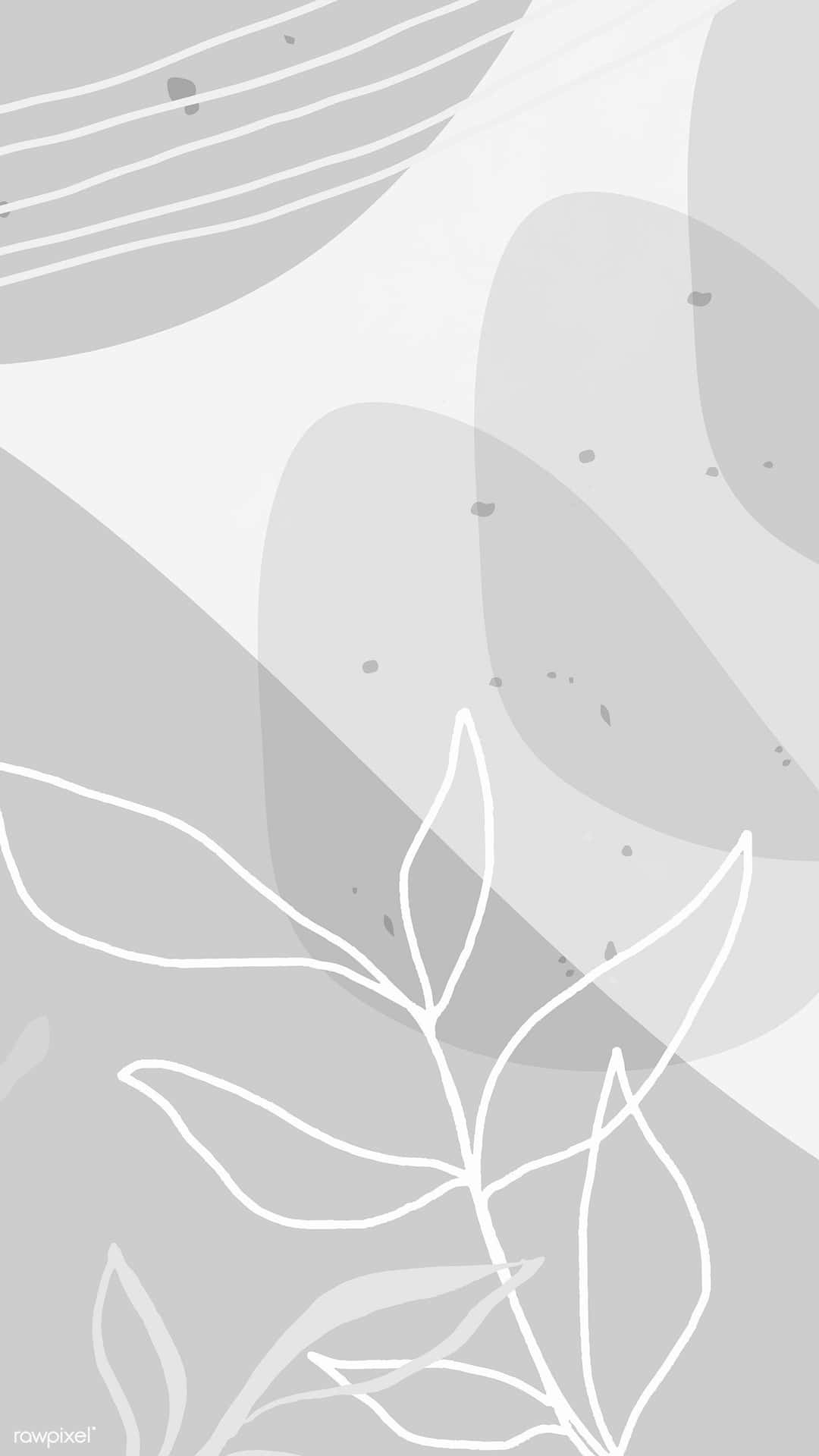 Abstract Gray White Leaf Pattern Wallpaper