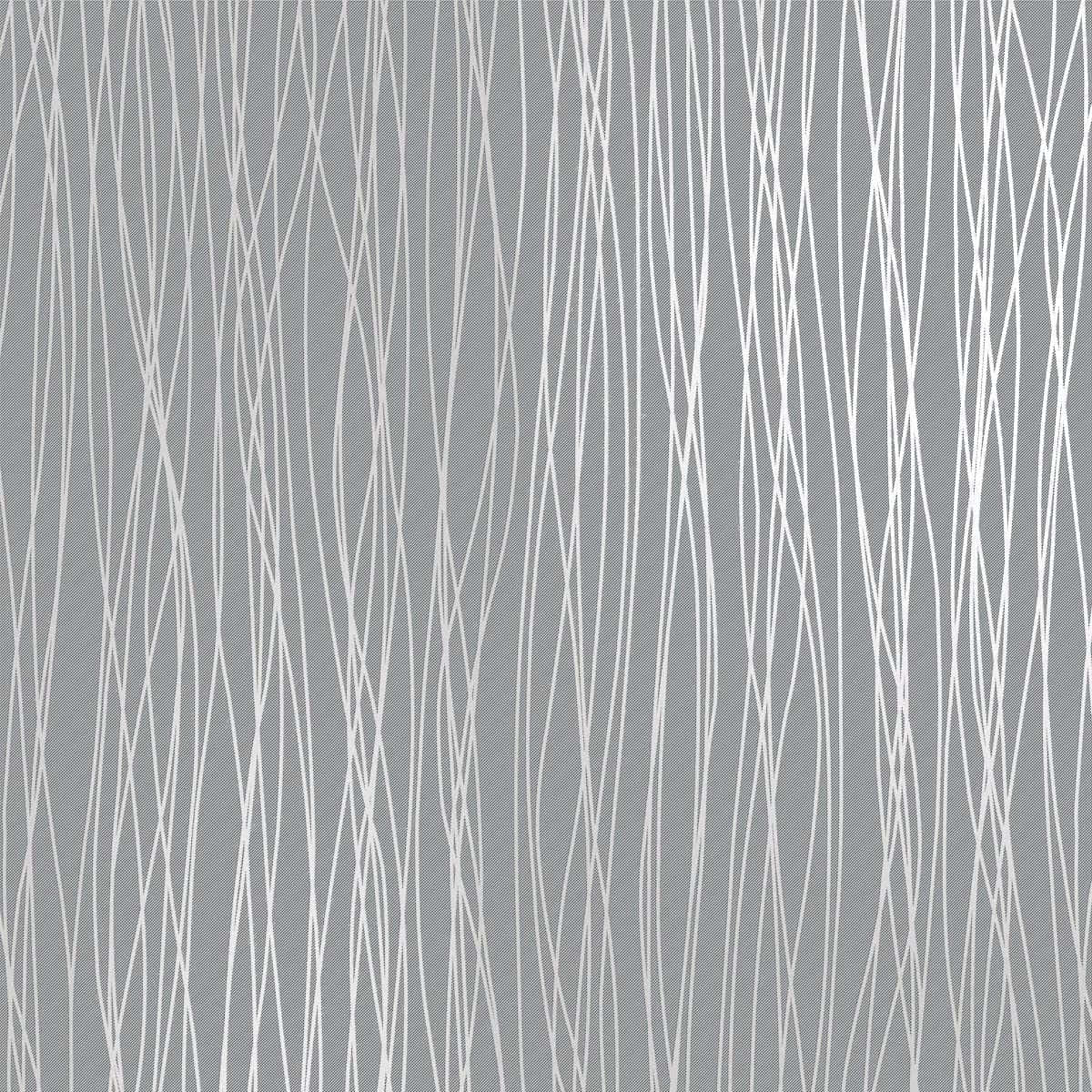 Abstract Gray White Wavy Lines Pattern Wallpaper