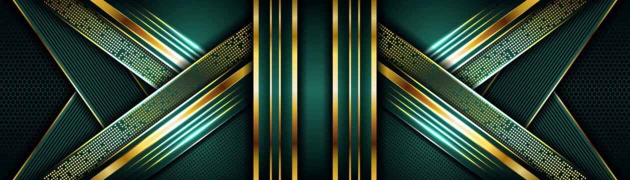 Abstract Green Gold Geometric Design Wallpaper