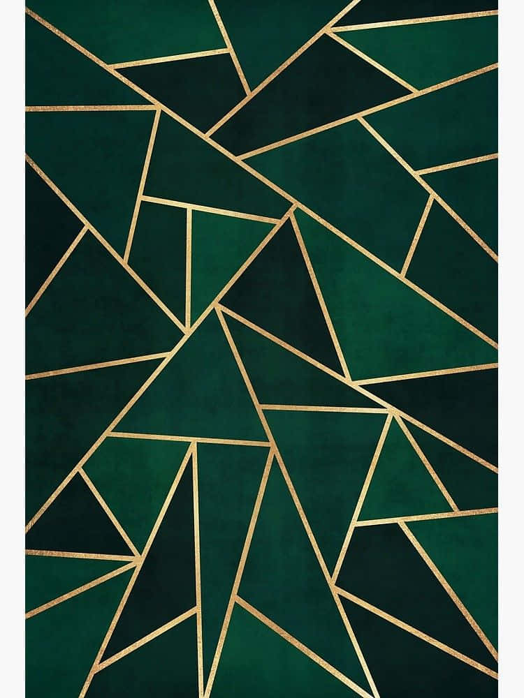 Abstract Green Gold Geometric Pattern.jpg Wallpaper