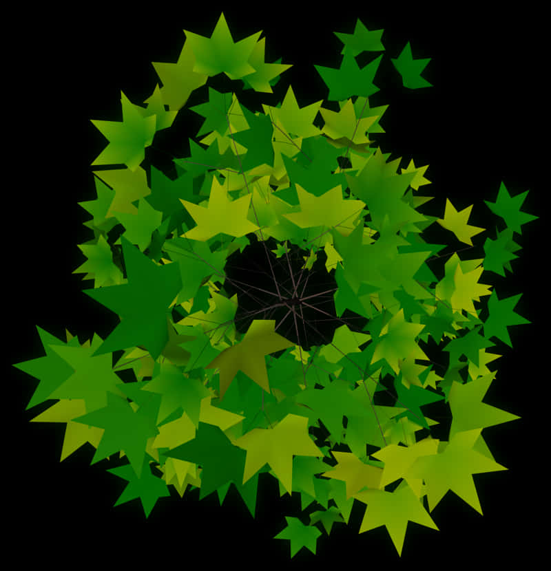 Abstract Green Leaves Sphere PNG