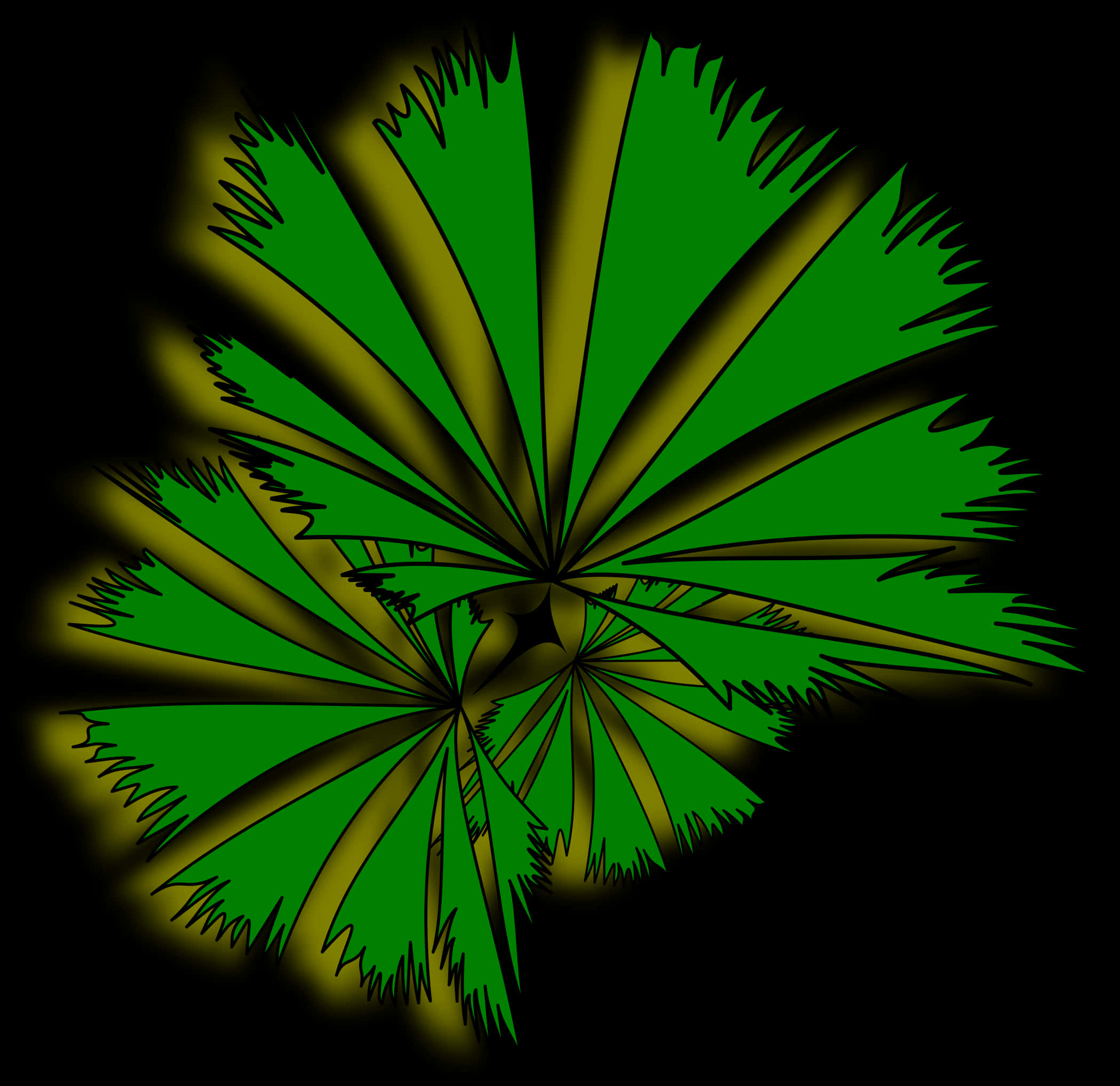 Abstract Green Palm Fan Art PNG