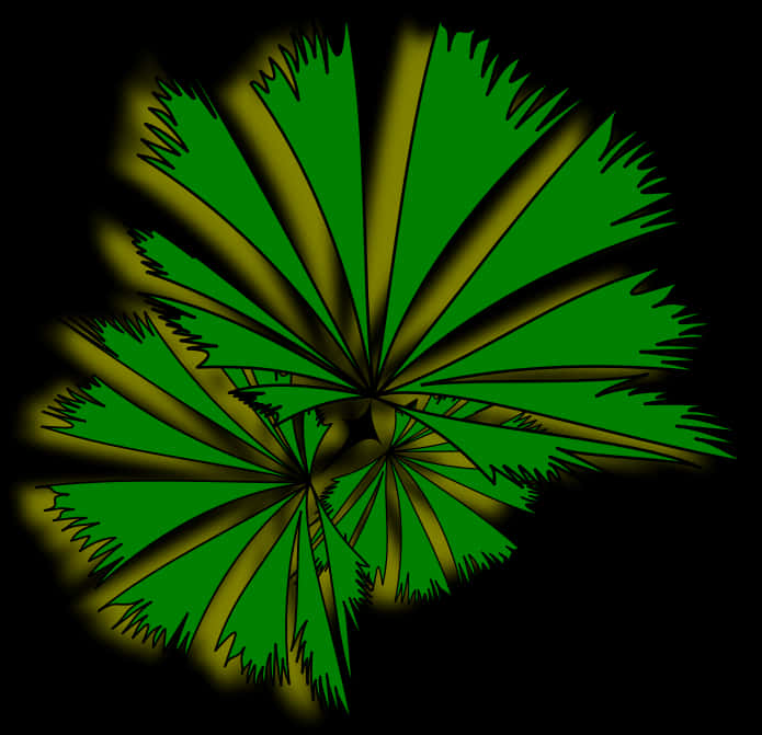 Abstract Green Palm Fan Art PNG