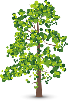 Abstract Green Tree Vector Illustration PNG