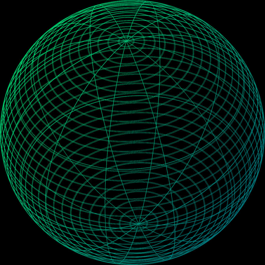Abstract Green Wireframe Globe PNG
