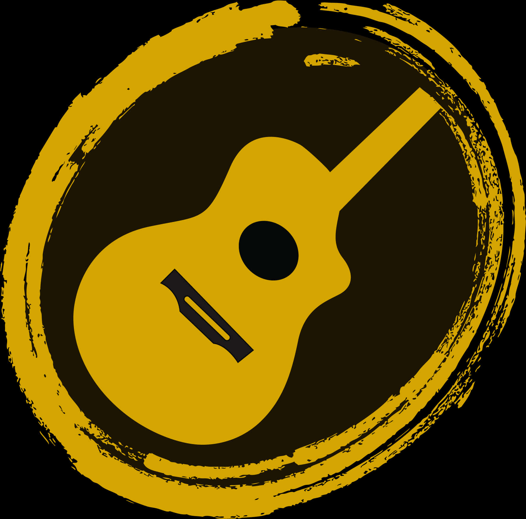Abstract Guitar Icon Yellowand Black PNG