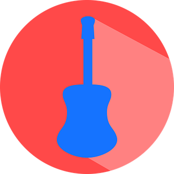 Abstract Guitar Iconon Red Background PNG
