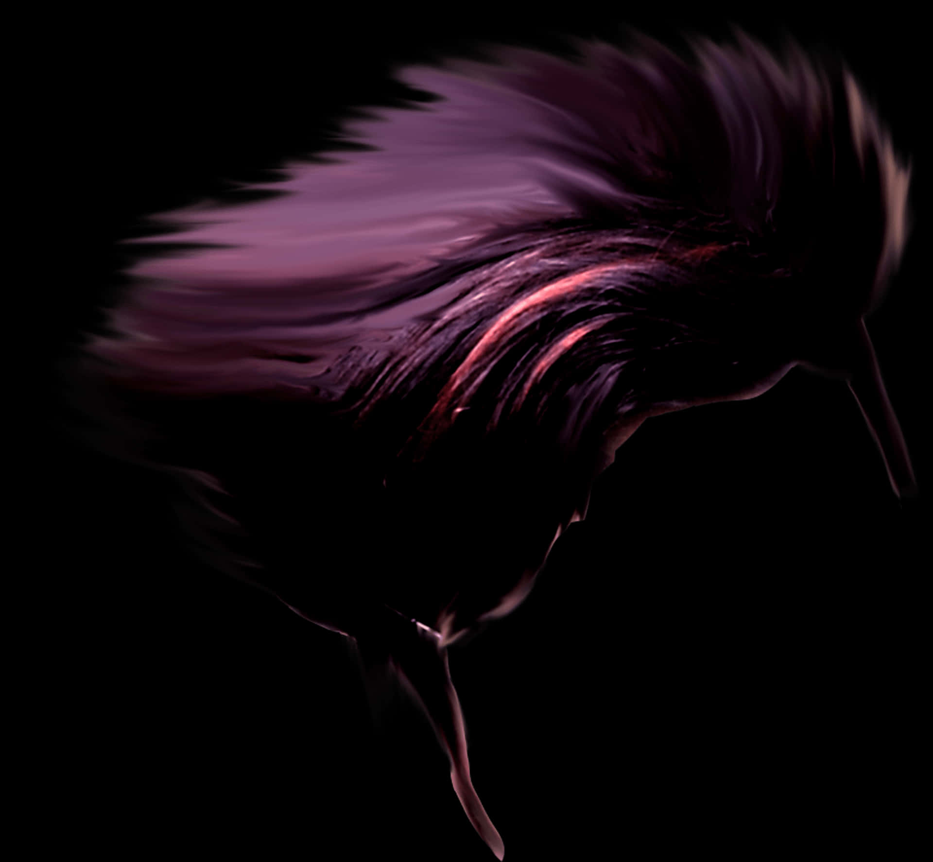 Abstract Hair Silhouette Dark Background PNG