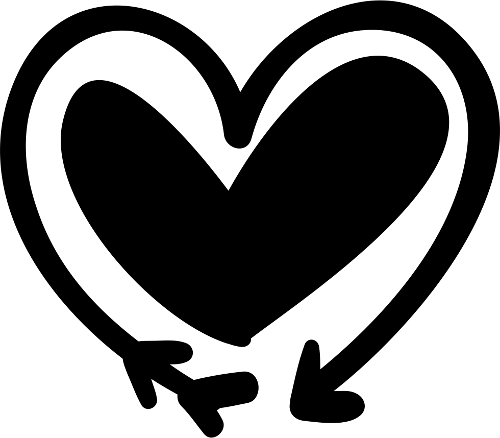 Abstract Heart Arrows Blackand White PNG