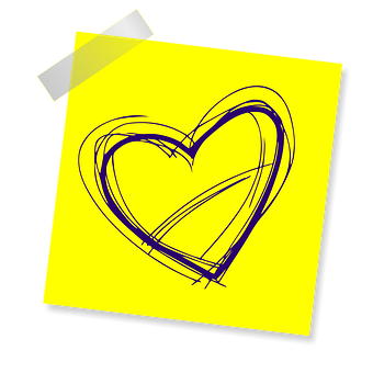 Abstract Heart Doodleon Yellow Sticky Note PNG
