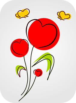 Abstract Heart Flowers Art PNG