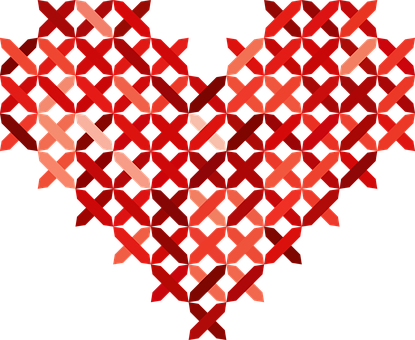 Abstract Heart Formedby Cross Patterns PNG