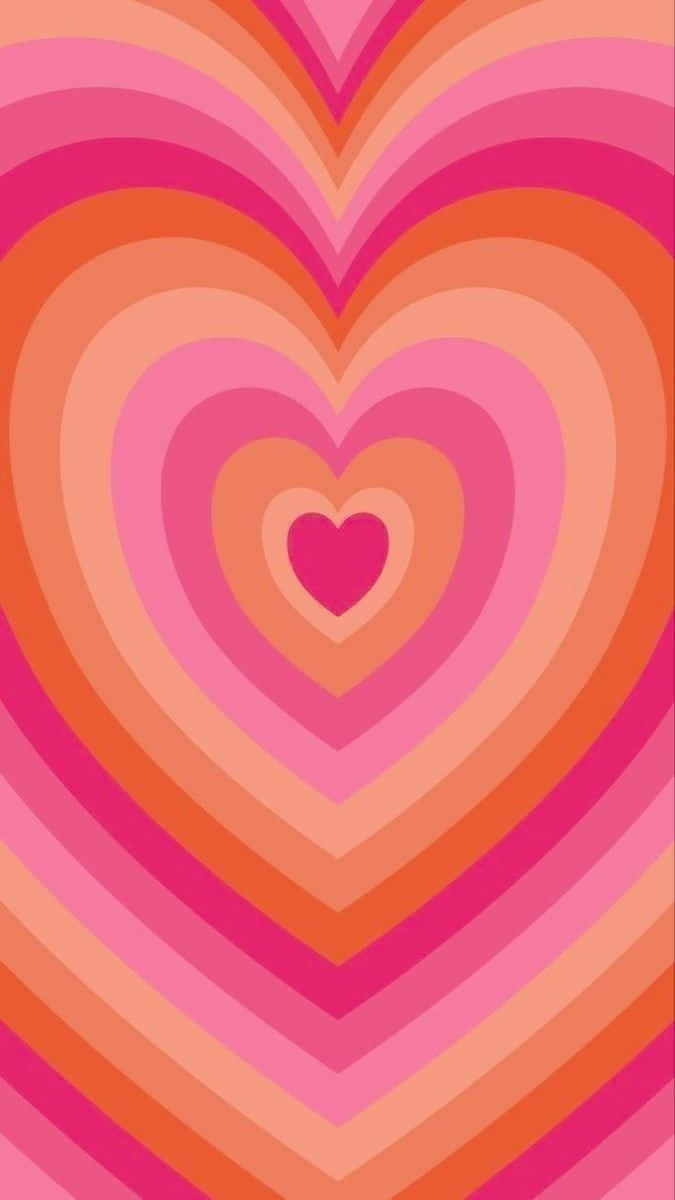Abstract Heart Pattern Pink Orange Wallpaper