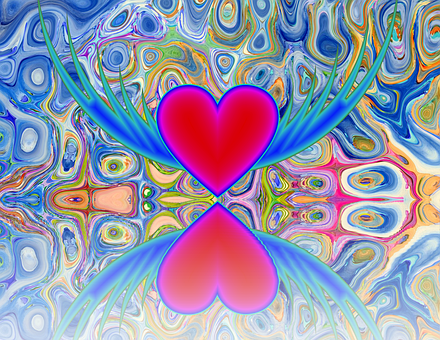 Abstract Heart Reflection Art PNG