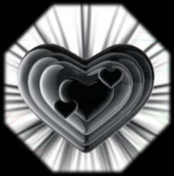 Abstract Heart Shapes Blackand White PNG