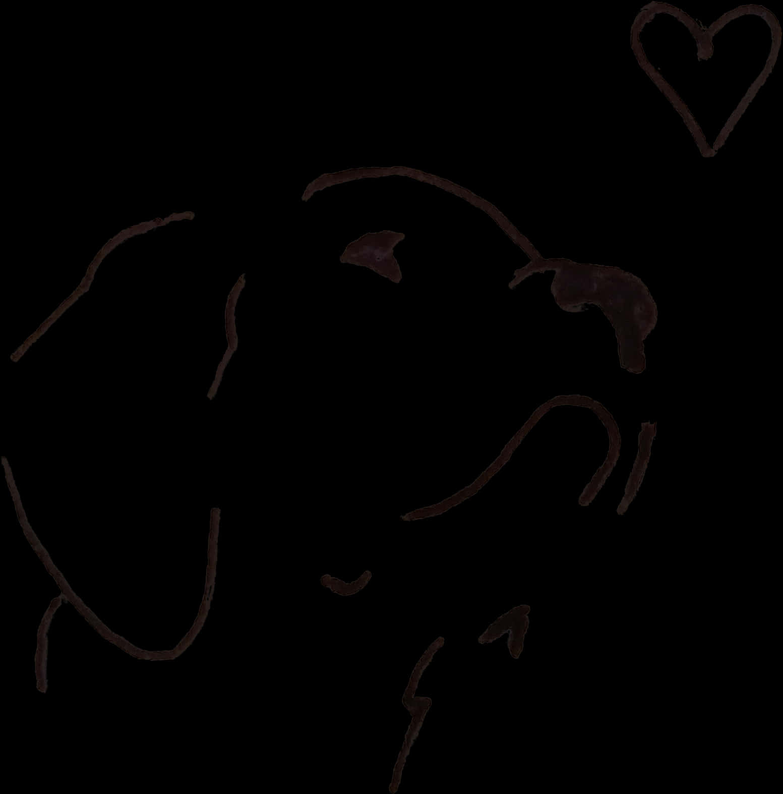 Abstract Heartand Elephant Outline PNG