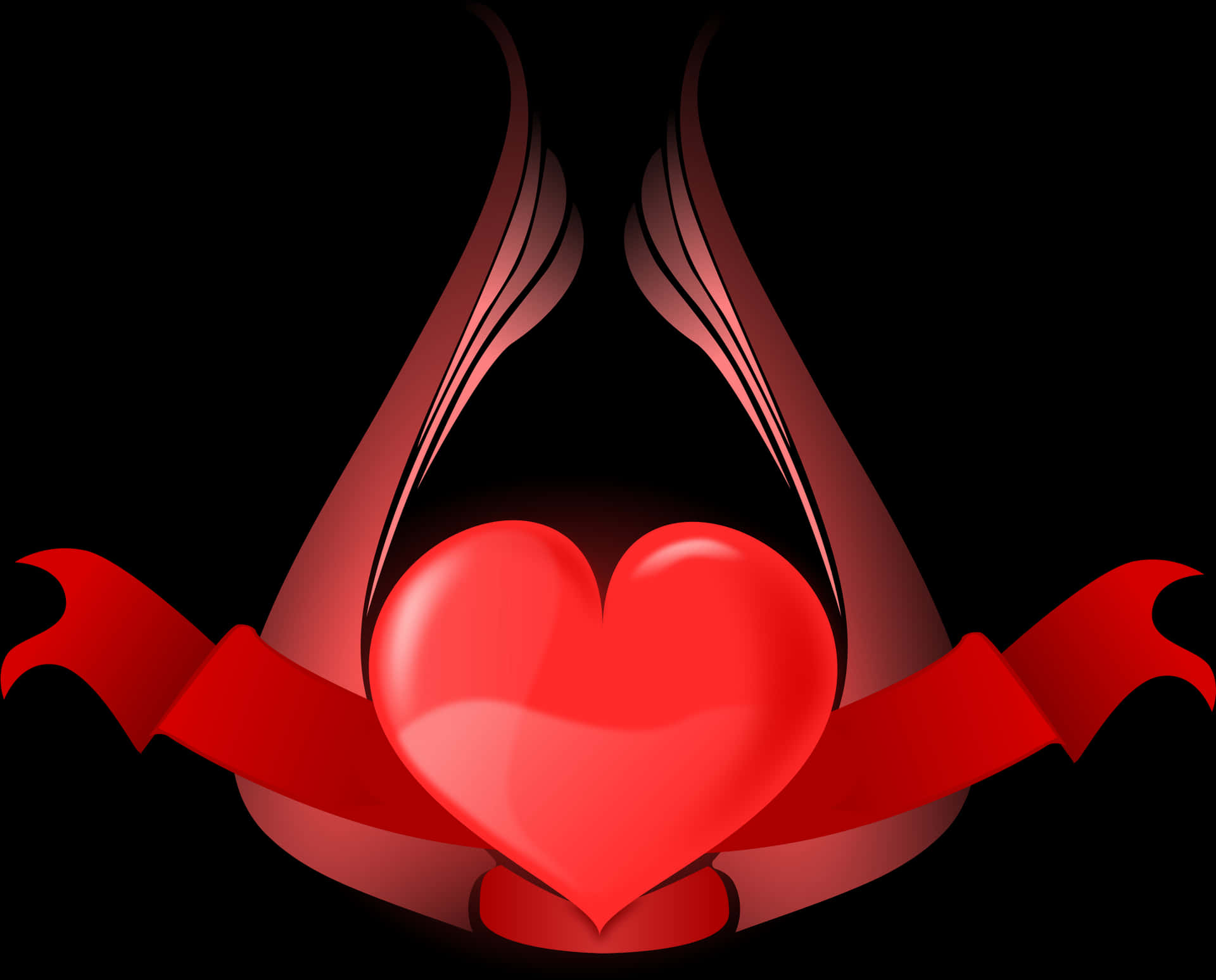 Abstract Heartwith Ribbon PNG
