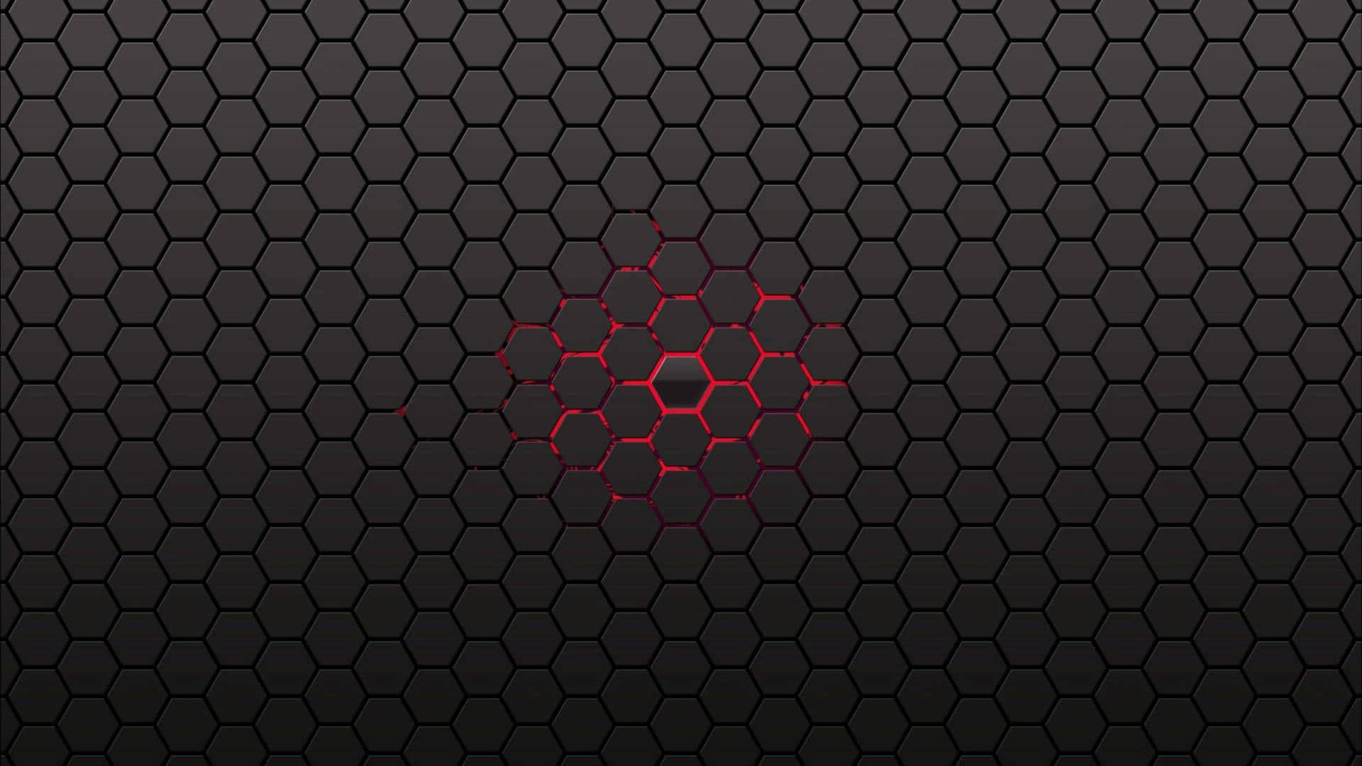 Abstract Hexagonal Pattern Background — A dark hexagonal grid pattern with glowing red lines forming a central abstract shape.