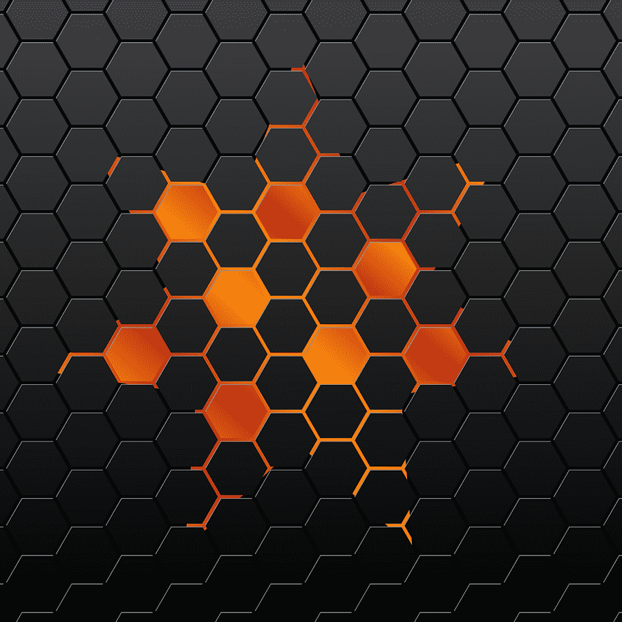 Abstract Hexagonal Pattern Orange Black
