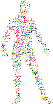 Abstract Human Figure Composedof Colored Lines PNG