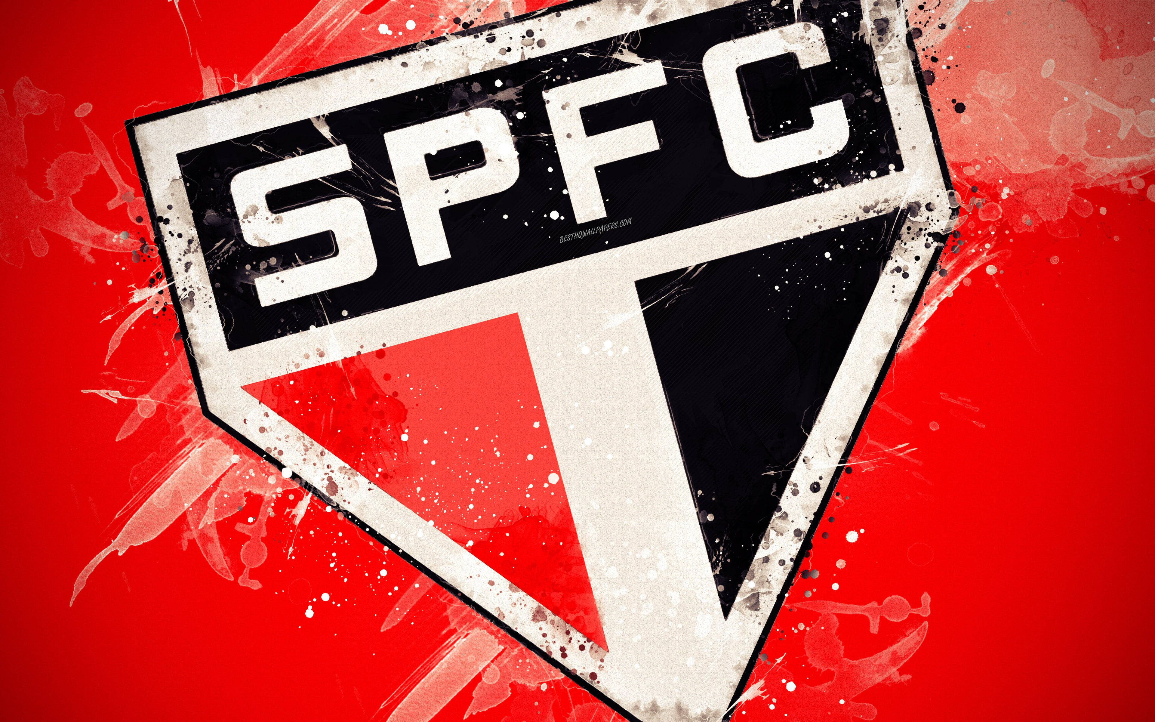 Abstract Ink Sao Paulo Fc Logo Red Wallpaper
