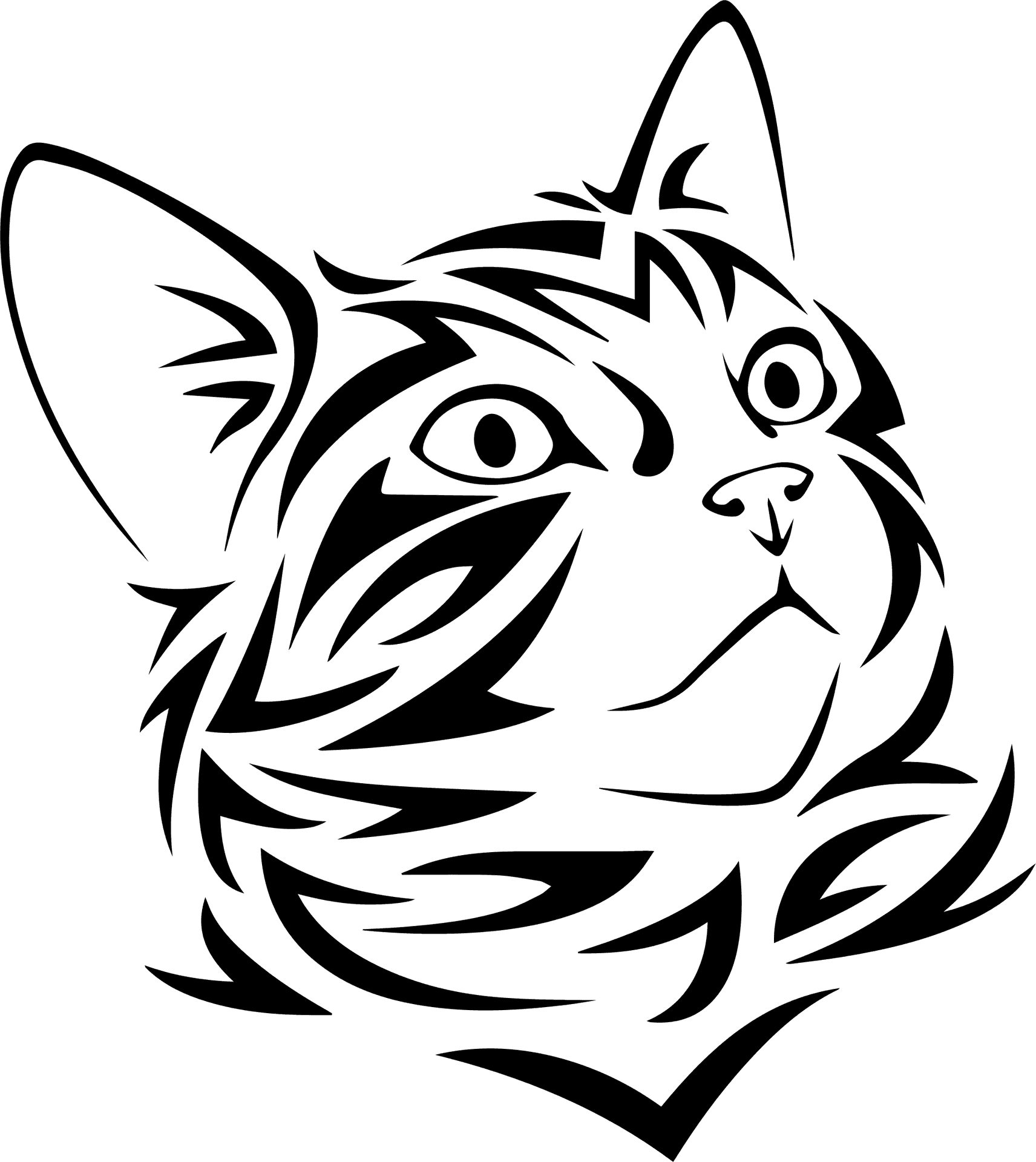 Abstract Kitten Outline PNG