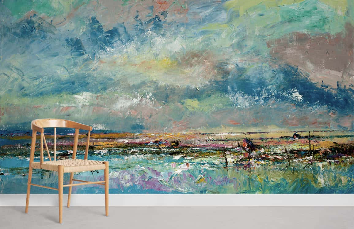Abstract Landscape Artwith Chair Wallpaper