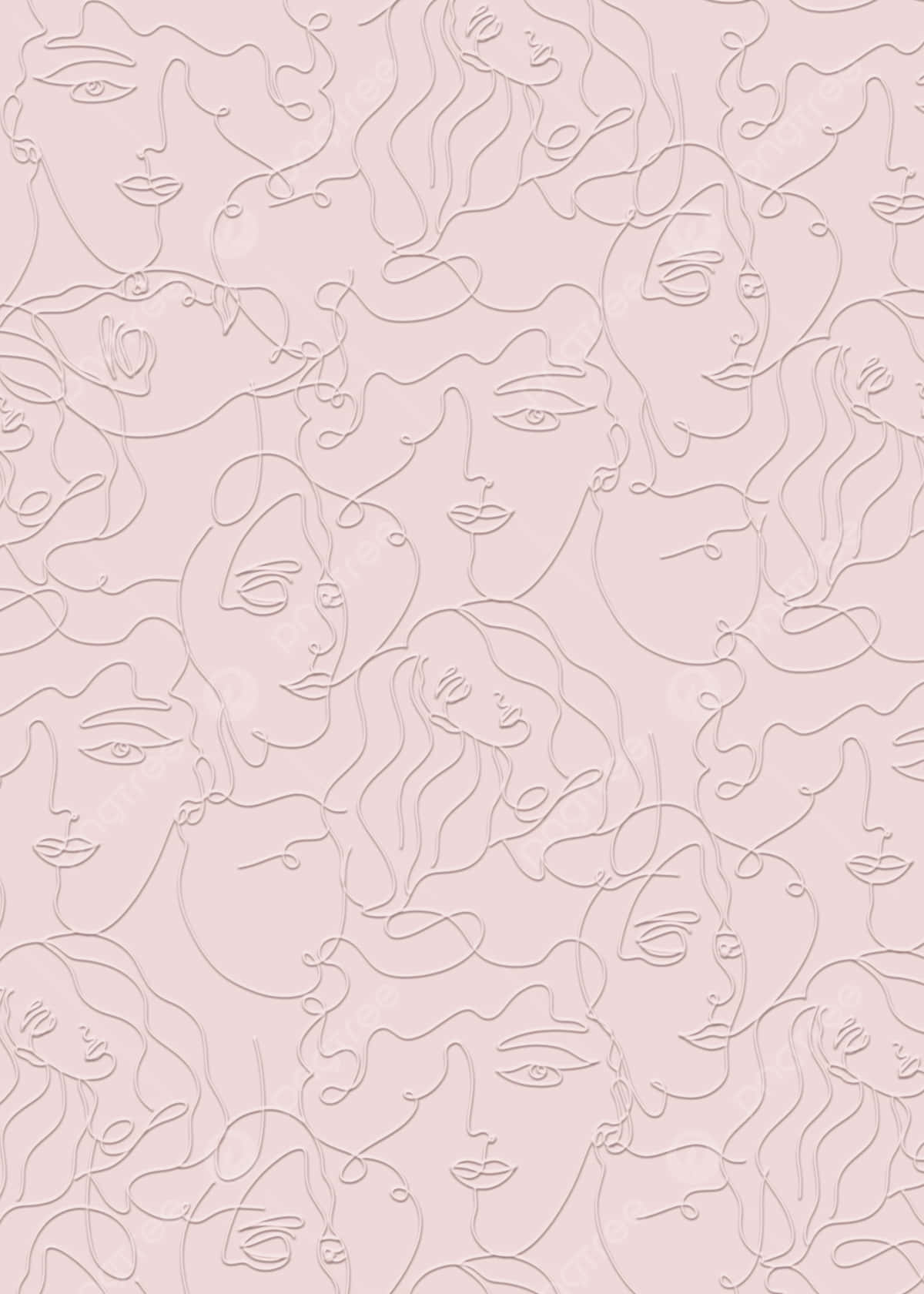 Abstract Line Art Faces Pattern.jpg Wallpaper