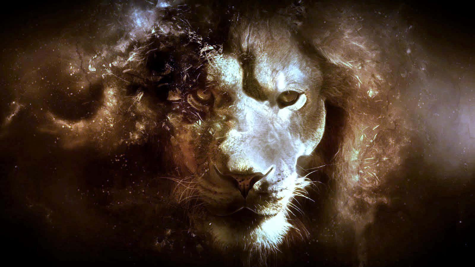 An Artistic Rendering Of A Roaring Lion Wallpaper