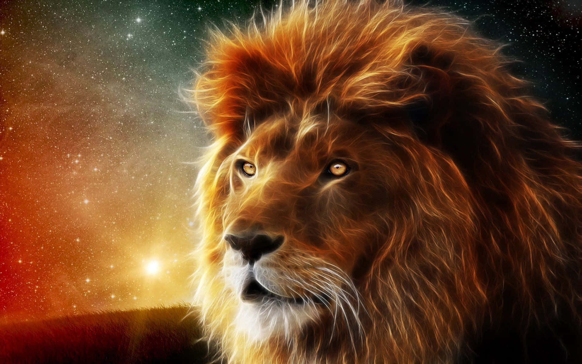 "Abstract Lion Roaring in Artistic Colors" Wallpaper