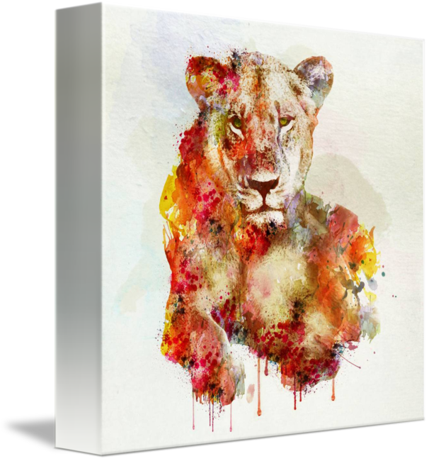Abstract Lioness Watercolor Art PNG