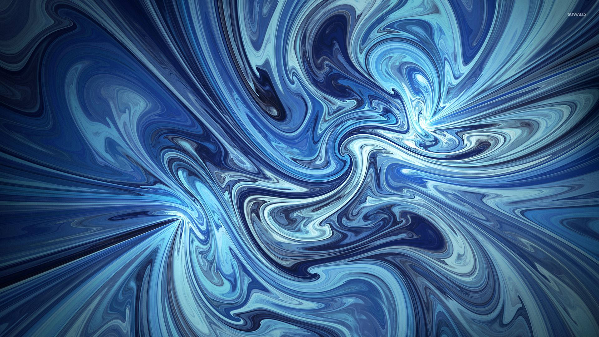 Abstract Liquid Blue Painting Wallpaper