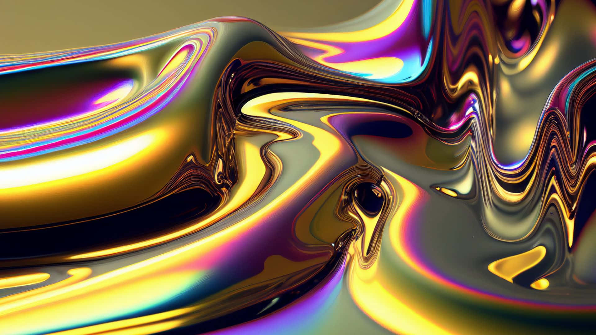Abstract Liquid Metallic Waves Wallpaper