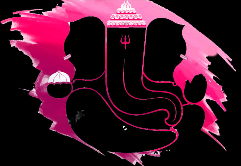 Abstract Lord Ganesh Silhouette Pink Brushstroke PNG